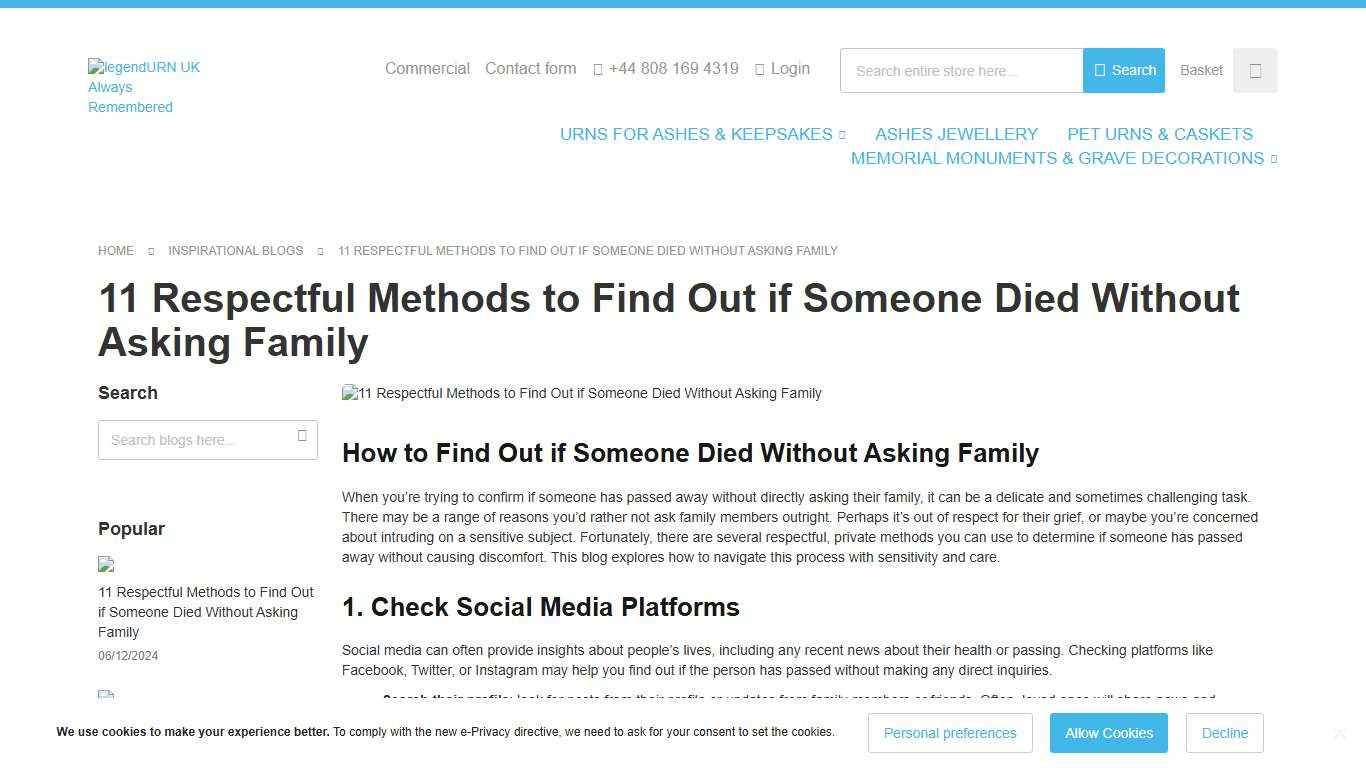 How to Find Out if Someone Died Without Asking Family? - Inspirational Blogs legendURN UK
