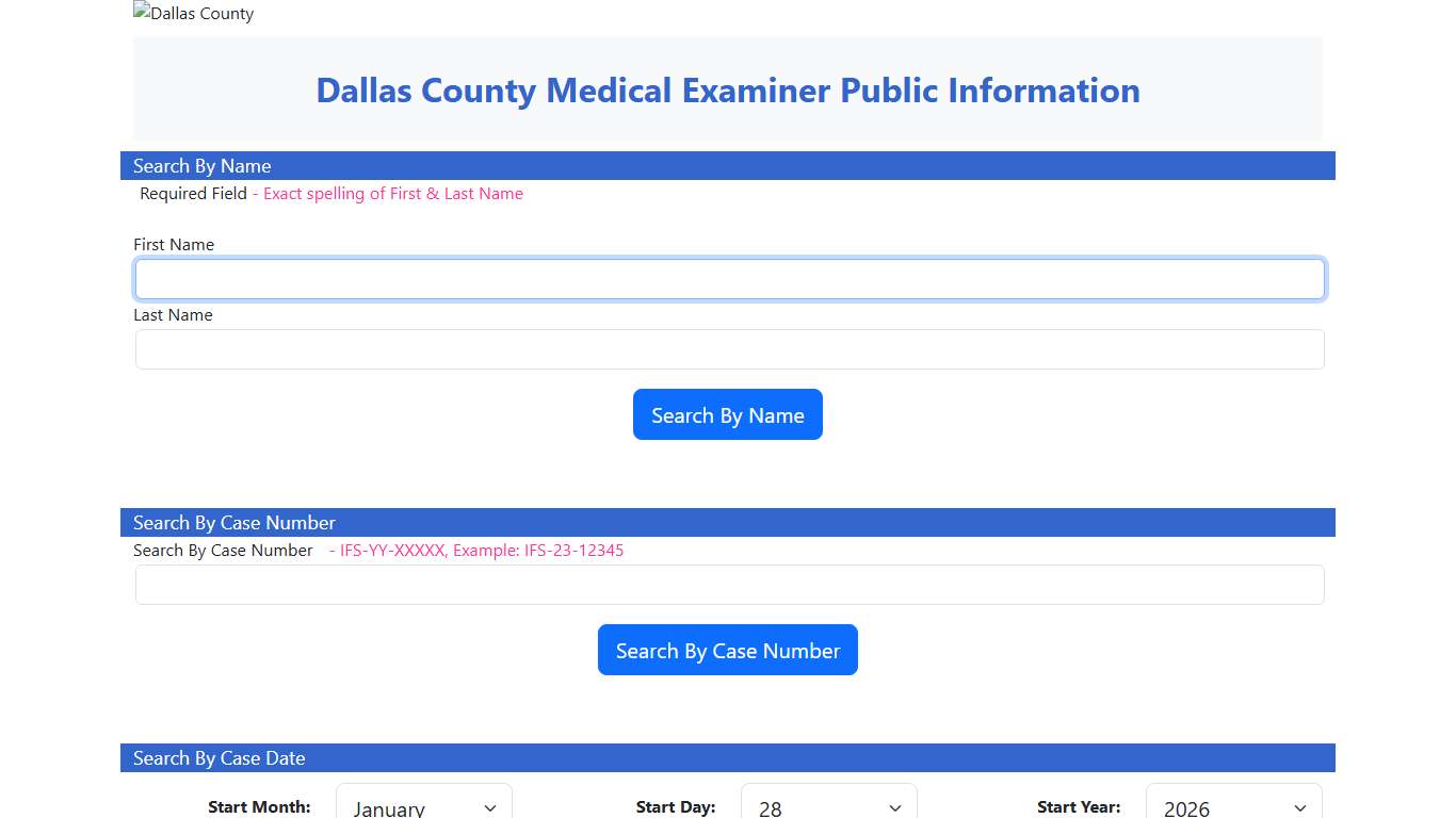 Dallas County Medical Examiner Public Info